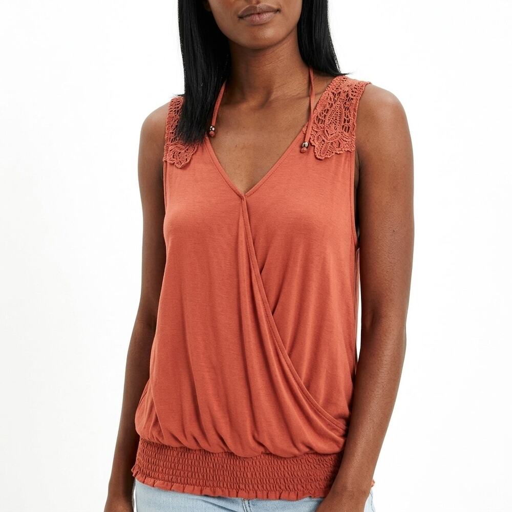 AMERICAN EAGLE OUTFITTERS Crochet Wrap V-Neck Top Women Knit Size XL